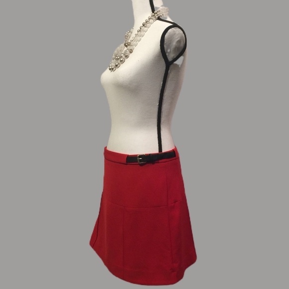 Express bright red black buckle side skirt - Picture 2 of 5